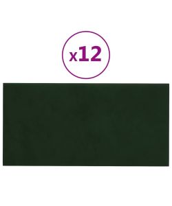Pannelli Murali 12 pz Verde Scuro 60x30 cm in Velluto 2,16 mq