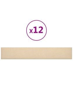 Pannelli Murali 12 pz Crema 90x15 cm Tessuto 1,62 mq