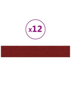 Pannelli Murali 12 pz Rosso Vino 90x15 cm Tessuto 1,62 mq