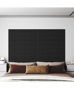 Pannelli Murali 12 pz Nere 90x15 cm Tessuto 1,62 mq