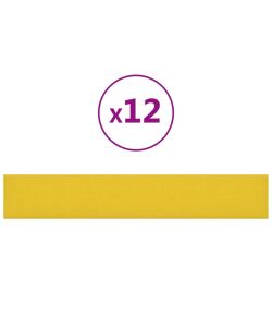 Pannelli Murali 12 pz Giallo Scuro 90x15 cm Tessuto 1,62 mq