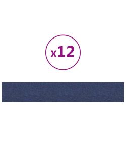Pannelli Murali 12 pz Blu 90x15 cm Tessuto 1,62 mq