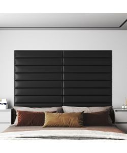 Pannelli Murali 12 pz Neri 90x15 cm in Similpelle 1,62 mq