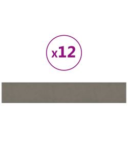Pannelli Murali 12 pz Grigio Chiaro 90x15 cm Velluto 1,62 mq
