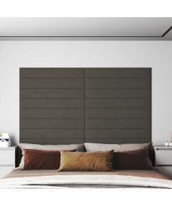 Pannelli Murali 12 pz Grigio Scuro 90x15 cm Velluto 1,62 mq