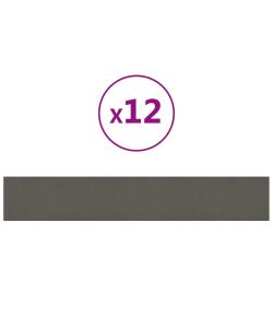 Pannelli Murali 12 pz Grigio Scuro 90x15 cm Velluto 1,62 mq