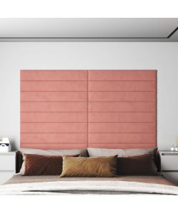Pannelli Murali 12 pz Rosa 90x15 cm Velluto 1,62 mq