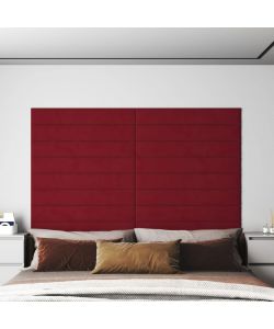 Pannelli Murali 12 pz Rosso Vino 90x15 cm Velluto 1,62 mq