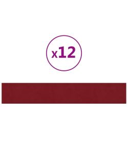 Pannelli Murali 12 pz Rosso Vino 90x15 cm Velluto 1,62 mq