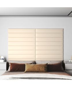 Pannelli Murali 12 pz Crema 90x15 cm Velluto 1,62 mq