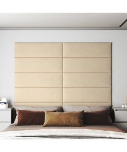 Pannelli Murali 12 pz Crema 90x15 cm Tessuto 3,24 mq