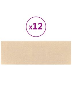 Pannelli Murali 12 pz Crema 90x15 cm Tessuto 3,24 mq