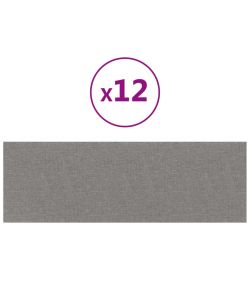 Pannelli Murali 12 pz Grigio Chiaro 90x30 cm Tessuto 3,24 mq