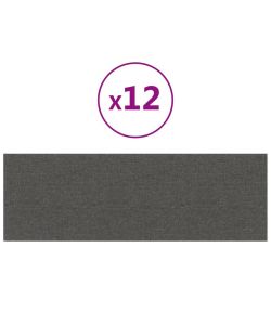 Pannelli Murali 12 pz Grigio Scuro 90x30 cm Tessuto 3,24 mq