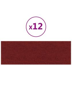 Pannelli Murali 12 pz Rosso Vino 90x30 cm in Tessuto 3,24 mq