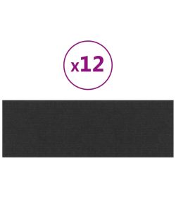 Pannelli Murali 12 pz Neri 90x30 cm in Tessuto 3,24 mq