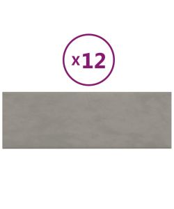 Pannelli Murali 12 pz Grigio Chiaro 90x30 cm Velluto 3,24 mq