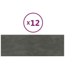 Pannelli Murali 12 pz Grigio Scuro 90x30 cm Velluto 3,24 mq