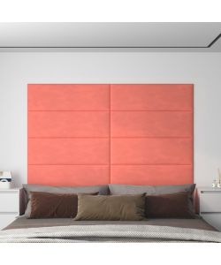 Pannelli Murali 12 pz Rosa 90x30 cm Velluto 3,24 mq