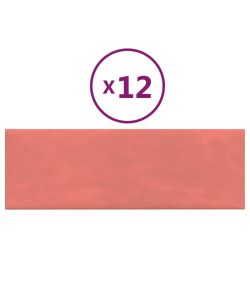 Pannelli Murali 12 pz Rosa 90x30 cm Velluto 3,24 mq
