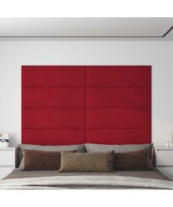 Pannelli Murali 12 pz Rosso Vino 90x30 cm Velluto 3,24 mq