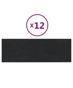 Pannelli Murali 12 pz Neri 90x30 cm Velluto 3,24 mq