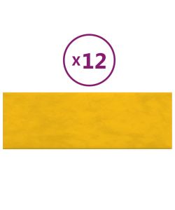 Pannelli Murali 12 pz Gialli 90x30 cm Velluto 3,24 mq