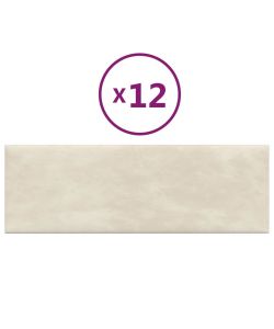 Pannelli Murali 12 pz Crema 90x30 cm Velluto 3,24 mq