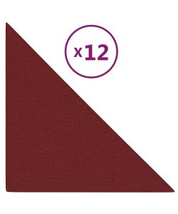 Pannelli Murali 12 pz Rosso Vino 30x30 cm Tessuto 0,54 mq