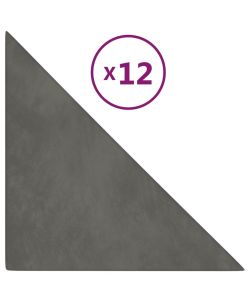 Pannelli Murali 12 pz Grigio Scuro 30x30 cm in Velluto 0,54 mq