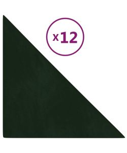 Pannelli Murali 12 pz Verde Scuro 30x30 cm in Velluto 0,54 mq