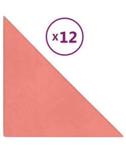 Pannelli Murali 12 pz Rosa 30x30 cm Velluto 0,54 mq