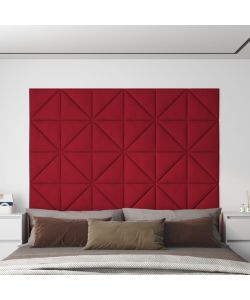 Pannelli Murali 12 pz Rosso Vino 30x30 cm Velluto 0,54 mq
