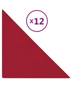 Pannelli Murali 12 pz Rosso Vino 30x30 cm Velluto 0,54 mq