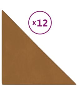 Pannelli Murali 12 pz Marroni 30x30 cm in Velluto 0,54 mq