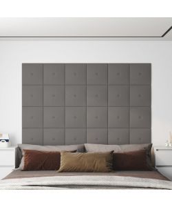 Pannelli Murali 12 pz Grigio Chiaro 30x30 cm in Tessuto 1,08 mq 343957