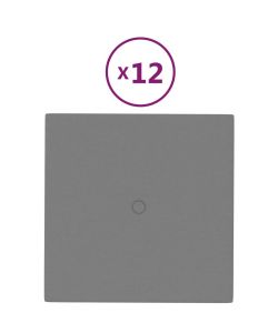 Pannelli Murali 12 pz Grigio Chiaro 30x30 cm in Tessuto 1,08 mq 343957