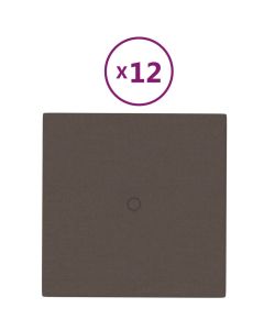 Pannelli Murali 12 pz Tortora 30x30 cm in Tessuto 1,08 mq 343963