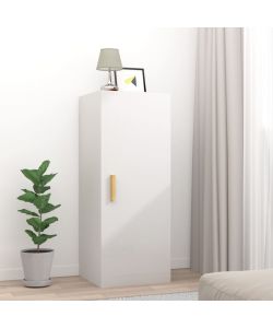 vidaXL Mobile Parete Bianco Lucido 34,5x34x90 cm in Legno Multistrato - Armadietto a Muro per Spazi Limitati - Scaffali e Mensole