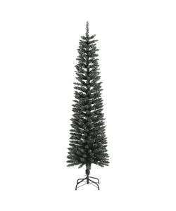 Albero di Natale Artificiale Sottile con Base Verde 180 cm PVC