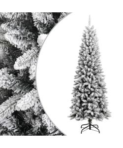 Albero Di Natale Artificiale In PVC 210 Cm - Effetto Neve, 320 Punte - Con Base Metallica
