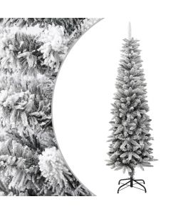 Albero Natale Artificiale Sottile Neve Floccata 180cm PVC e PE