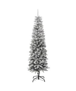 Albero Natale Artificiale Sottile Neve Floccata 180cm PVC e PE