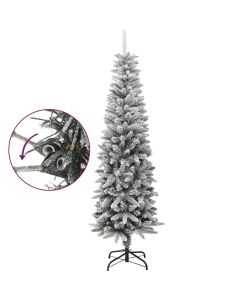 Albero Natale Artificiale Sottile Neve Floccata 180cm PVC e PE