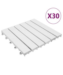 Piastrelle Esterni 30 pz Bianche 30x30 cm Legno Massello Acacia