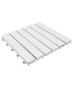 Piastrelle Esterni 30 pz Bianche 30x30 cm Legno Massello Acacia