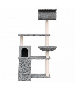 Albero per Gatti con Tiragraffi in Sisal Grigio Chiaro 131 cm