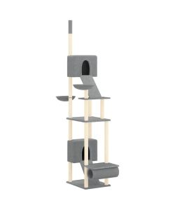 Albero per Gatti Pavimento Soffitto Grigio Chiaro 277-303 cm