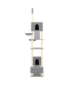 Albero per Gatti Pavimento Soffitto Grigio Chiaro 277-303 cm