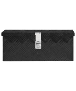  Contenitore Portaoggetti Nero 50x20,5x15 cm in Alluminio